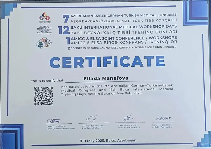 International medical congress certificate, 2025